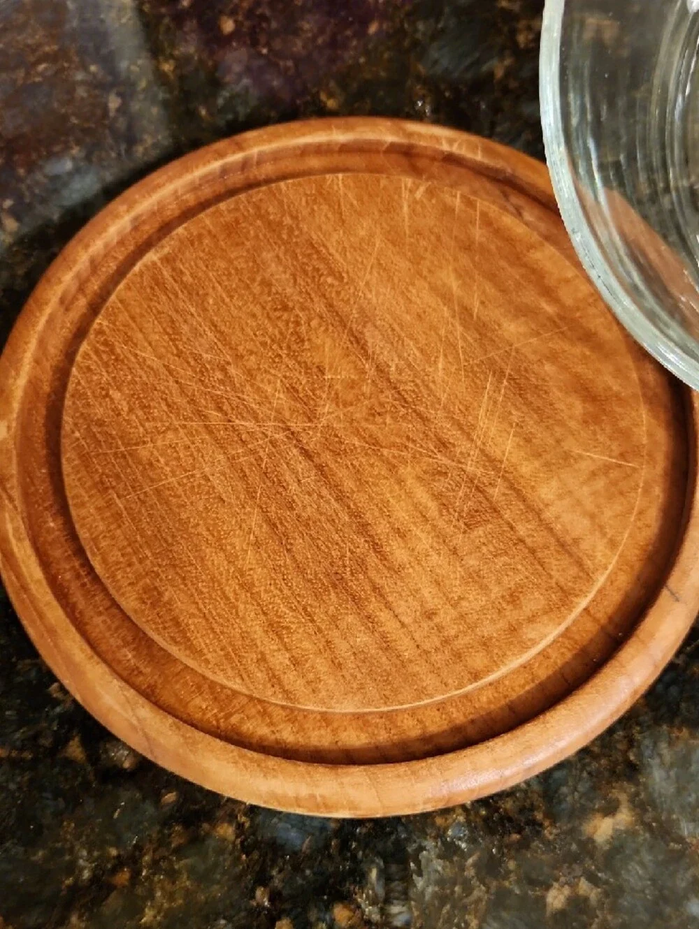 Towle Glass Cheese Server with Teak Base